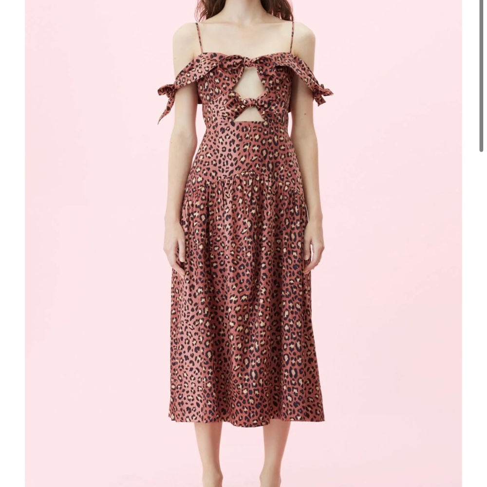 Rebecca Taylor Leopard Bow Dress - Henna